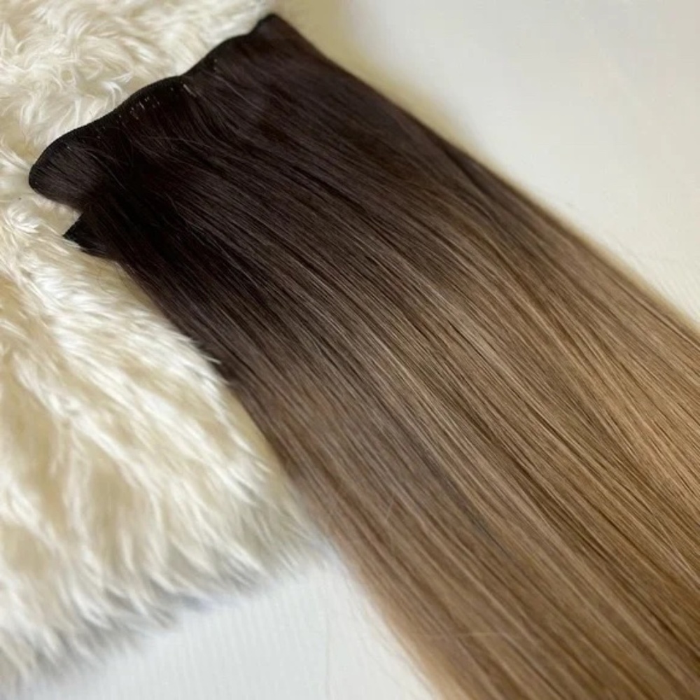 Human hair Blend Dirty Blonde Ombre Straight hair Clip in Extensions - Picture 2 of 5